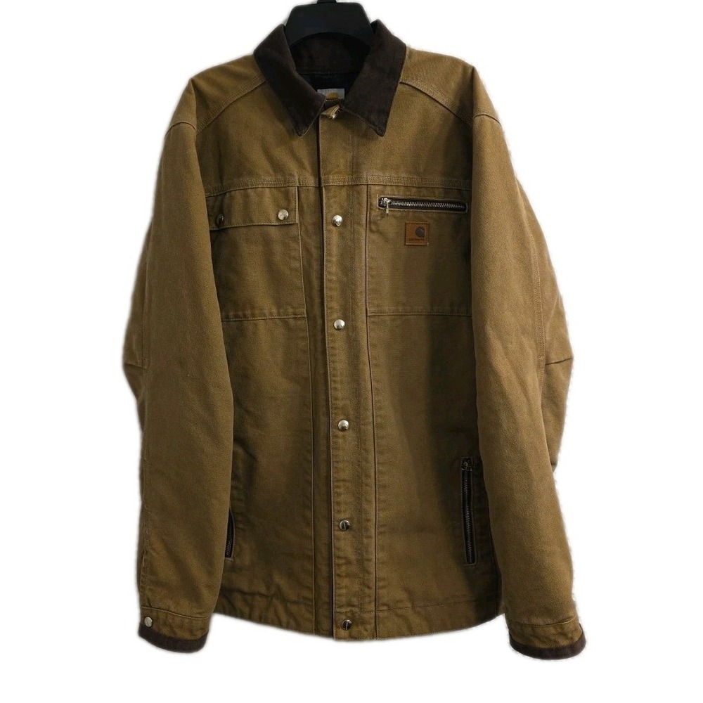 RARE Y2K Carhartt J285 FRB Multi-Pocket Sandstone Jacket Quilt Lined Large Tall